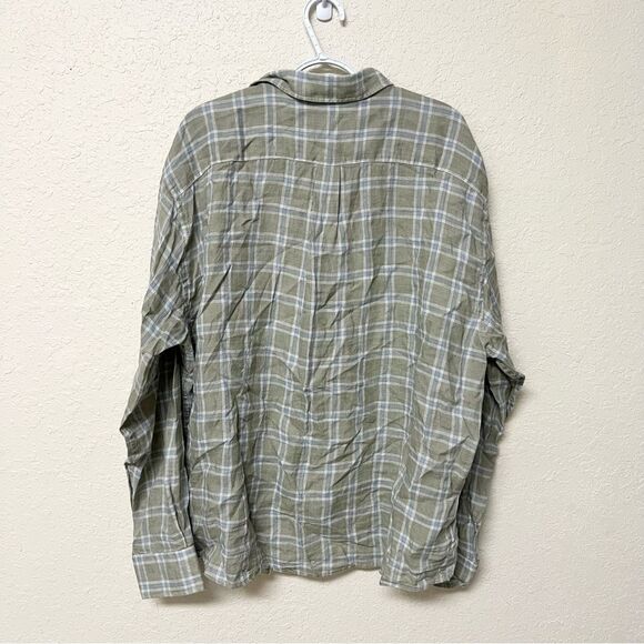 Peter Millar 100% Linen Button-Up Shirt Green Plaid Size XXL - Picture 4 of 6